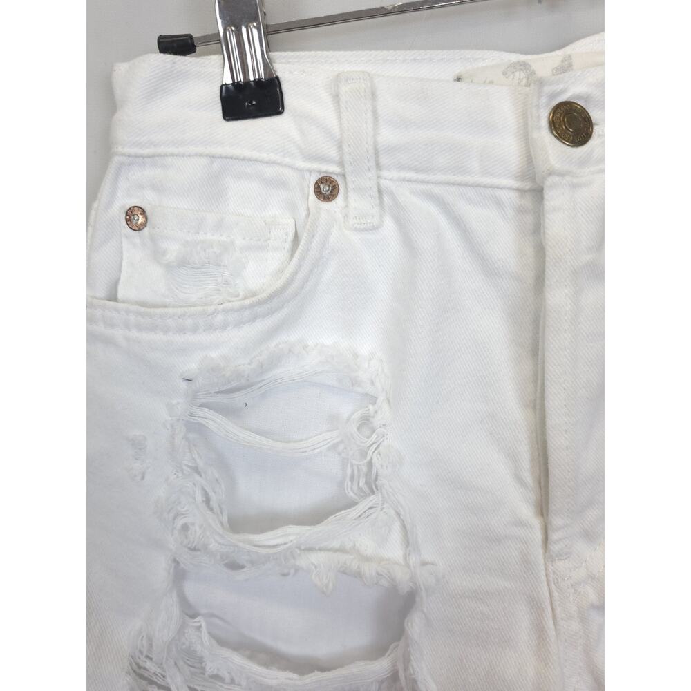 We The Free Button Fly Jean Shorts Ripped Frayed Mid Rise Women 24 White Denim - Picture 13 of 14